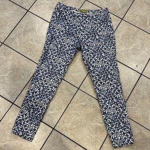 Sigrid Olsen Front Zip and Button Blue and White Pants Size 6